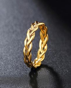 Cluster Rings Retro Fashion Stainless Steel Braided Celtics Knot Ring Punk Couple Simple Silver Colorgold Men Women Viking Jewelr7138751