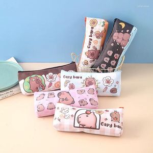 Cartoon Capybara Pen Bag Pencil Case Single Layer Stationery Cute Storage Bags Student Supplies Kids Prize Gifts