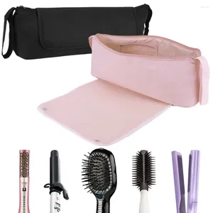 Cosmetic Bags 2 In 1 Portable Hair Dryer Travel Organizer With Heat Resistant Mat Hanging Tools Bag Waterproof For Curling Iron Flat