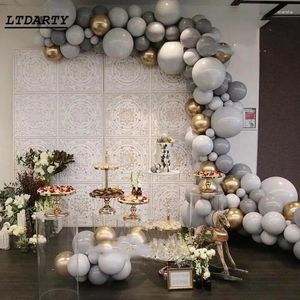 Party Decoration 179st/Set Grey Balloons Chain Grey White Metalic Gold Latex Arch for Wedding Baby Shower Girls Birthday Decor