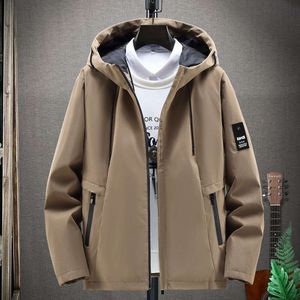 Vårens ytterkläder, Autumn New Hooded Casual Windbreaker, Löst passform, mångsidig jacka för medelålders och ungdomar, kappa, topptrend