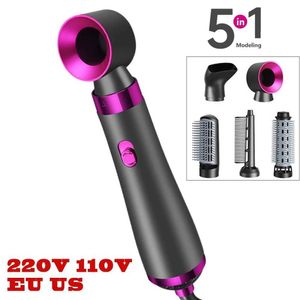 Hair Dryers 5-in-1 hair dryer hot air brush shaper and volumetric straightener curler comb negative ion one-step 220V EU 110V USA Q240429