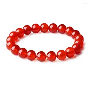 Strand Red Agate Beded Armband 8mm 10mm 12mm pärlor Fina semi-ädelsten Sträcka armband Fashion SMEEXCH PASES Födelsedagspresent