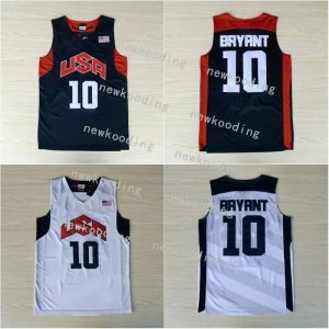 Stitched 10 Bryant Basketball Jersey Mens USA Dream Team Jersey Stitched Blue White Short Sleeve Shirt S-XXL