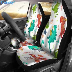 Bilsäte täcker dinosauri mönster tryck universell passform för bilar lastbilar SUV eller skåpbil Auto Cover Protector 2 st