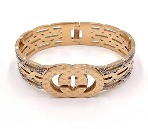 Famous Brand Jewelry Ladi Women Stainls Steel Gold Bracelets Bangl3391917