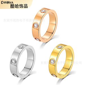 Fashion Design Ring di lusso e squisito anello della stessa semplice coppia di diamanti alla moda con carrello anelli originali