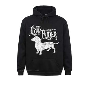 Herrtröjor tröjor den ursprungliga låga ryttaren Dachshund Dog roliga Dachshund Hoodie Vuxna långa slvtröjor Preppy Hoodies Populära familjekläder T240428