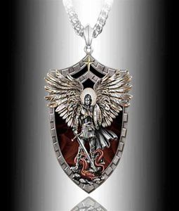 Exquisite Fashion Warrior Guardian Holy Angel Saint Michael Pendant Necklace Unique Knight Shield Anniversary Gift290x1648530
