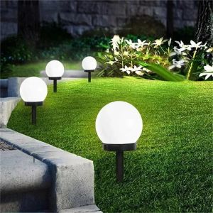 Dekorationer 2/1 datorer Solar Round Ball Light LED Solar Power Light Outdoor Waterproof Garden Decoration Yard Lawn Street Ball Ground Lamp