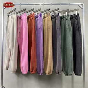 Męskie spodnie zodf retro zimowe męskie 360GSM wosku barwione wełnianie sporty damskie neutralne luźne luźne ubranie uliczne HY0714 Q240429