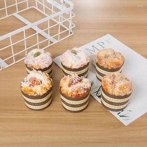 Decorative Flowers 1PCS Fake Paper Cupcake Simulation Sprinkled With Artificial Food Cake Toy Model Kitchen Decoration Refrigerator Sticker