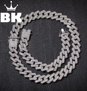 Ny färg 20mm kubansk länkkedjor halsband mode hiphop smycken 3 rad strass is av halsband för män t2001139394909