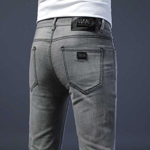 Fashion European Brand Mens Grey Jeans 2023 Spring/summer Trendy Slim Fit Small Feet Versatile Pants