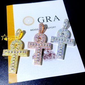 Примолаживание с твердым золотом, покрытым Ankh Cross Pendants Серебки стерлингов серебряный серебро, ароматы, а также подвески и ювелирные изделия для цепей -режиссеры