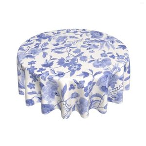 ToLa de mesa azul branca toalha de mesa floral redonda 60 polegadas Fazenda de primavera de floresta de poliéster Páscoa decorativa de tecido de páscoa