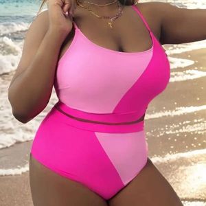 Neuer übergroßer Split Body Badeanzug für Frauen mit zusätzlichem fettem und übergroßem Badeanzug, Rückenfreier und kontrastierender Split Body Badeanzug
