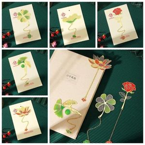 Pagination Mark Tassel Pendant Bookmark Chinese Style Page Marker Flower Leaves Book Clips Metal Paginator