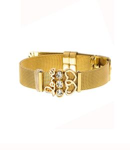 Koncise Lovers Love Keeper Armband Gold Electroplate rostfritt stål Watchband Armband7289113