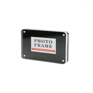 Frames Black Magnetic Acrylic Po Frame Stand Sign Holder Desk Table Label Menu Picture Tag Block Drop Delivery Home Garden Decor Acce Dhiaw