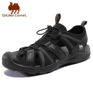 Sandali estivi da uomo con cammello dorato chiuso sandalo escursionistico escursionistico all'aperto non slip water beach scarpe per uomini pantofole 240418