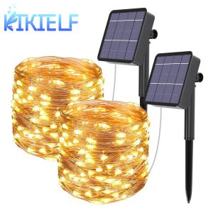 Dekorationer LED Fairy String Lights Waterproof Outdoor Garland Solar Power Holiday Christmas Lamp för Garden Party Tree Decoration