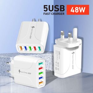 Mobile Phone 5 USB 48 W with Light British Standard Multi Port USB Travel Phone Charger