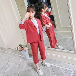 Zestawy odzieży Formalne garnitur dla dziewcząt Blazer Kurtka Spodnie wiosenne jesień dzieci 2PCS School Stroje 4 7 8 9 11 12 14