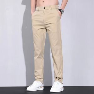 2024 Letnie męskie spodnie długie spodnie lodowe jedwabne spodnie mody Slim Fit Brocad Poliester Spods Mase Mens Wear 240423