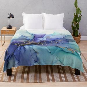 Blankets Electric Wave Violet Turquoise Ink - Part 4 Throw Blanket Hairys Sofa Bed