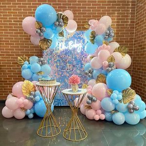 Party Decoration Blue Pink Balloon Arch Metal Silver Latex Balloons Garland Kit Födelsedag Baby Shower Wedding Anniversary Globos