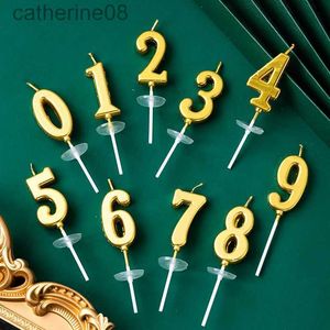Velas Número de ouro Velas - Decorações de bolo Conjunto de 0-9 números com embalagem PVC D240429