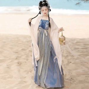 Ethnic Clothing Floral Adult Hanfu Set for Summer Traditional Tang Dynasty Hezi Skirt Elegantly Flowing Fairy-like Ancient Style