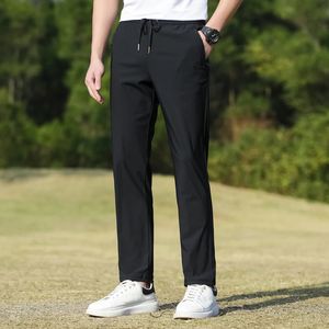 Ice Silk Pants for Mens Summer Thin Sports Casual Elastic Quick Drying 240428