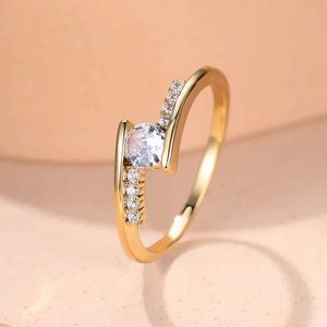 Anelli di banda Valore minimo Valuto piccolo tondo Rgold Ring zircone bianco con zircone sottile adatto per anelli da sposa femminile impilati gioiello cz J240429