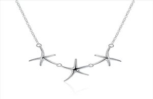 Collana in argento sterling placcata da 18 pollici a tre starfish collana a pendente dhsn124 925 collane a pendente a piastra argentata gioiello9053585