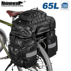 Rhinowalk 3 in1 Bike Bag 65L Large Capacity Bicycle Rear Rack Pannier Bag Waterproof Cycling MTB Double Side Luggage Backpack 240418