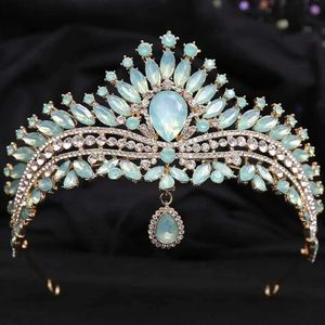 Tiaras Luxury Sweet Water Drop Tiara Opal For Women Wedding Drep Regale Elegante sposa da sposa Accessori per capelli a corona cristallina