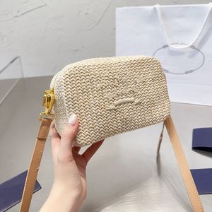 Women Bag Woven Grass Camera Fashion Shopping Satchels Shoulder Bags Embroidery Hobo Handbag Crossbody Messenger Bags Zipper Totes Designer Purses Wallet