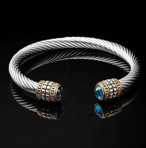 Marlary Wholale personlighet Stainls Steel Cuff Unisex Bangle Cable Wire Armband8784041