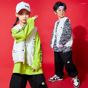 Stage Wear Boys Jazz Dance Costume Clothes Kid Hip Hop Clothing Sleeveless Jacket Top Oversized Shirt Sweatshirt Streetwear Pants