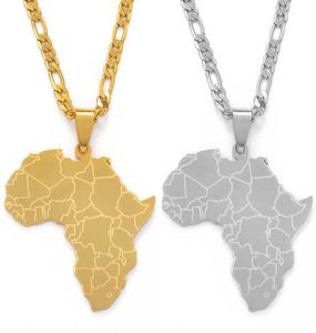 ANNIYO Africa Map Padant Collane Donne uomini Silver Colorgold Colore Gioielli africani 077621B H09185686212