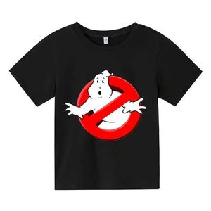 T-shirts Summer Boys/Girls 4-14T Cartoon Cotton Cotton Funny Ghost Hunter Print Print Manga curta T-shirtl2404