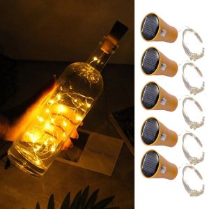 Decorazioni bottiglie di vino solare Light Light 2m 20leds Filo di rame Luce a forma di sughero a forma di matrimonio Decor antisommossa Ip65 Solar Lampada