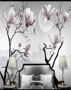 Whole3d PO Wallpaper Custom 3D Wall Murals Wallpaper Nya kinesiska Magnolia Flower Bird Wall Decorative Målning Bakgrund F4657109