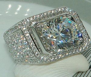 Całe pierścienie z bocznymi kamieniami dla mężczyzn Mikro Pave przystojni chłopcy Białe miedź ślub Pierseł zaręczynowy rozmiar 8139141559