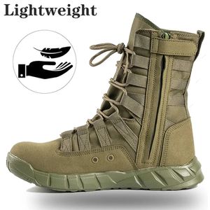 High Top Combat Boots Green Desert Brown Boot Lightweight Training Hiking Military Man Tactical Bota Masculina 240419
