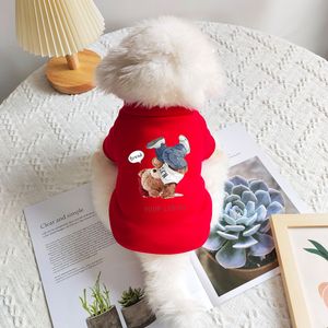 Autumn and Winter Cute Pet New Trend Bear Cartoon Print Dog Teddy Warm Casual Hoodless Sweatshirt