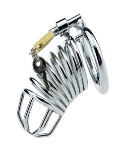 sscc Sex toy toys Massagers Device Stainless Steel Cock Cage For Men Metal Belt Penis Ring Lock Bondage Adult Products2090742