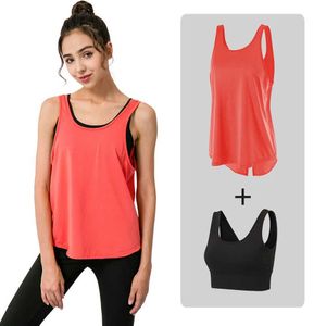 Frauen Tracksuits sexy atmungsaktive Hemden Lose Sport Fitness Slveless Weste schnell trocken Tops Workout Sports Gym Rückenless Shirt +Spor Y240426